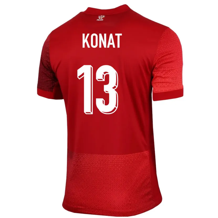 Danxen Børn Polen Katarzyna Konat #13 Rød Udebane Spillertrøjer 24-26 Trøje T-Shirt