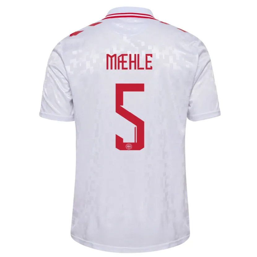 Danxen Børn Danmark Joakim Maehle #5 Hvid Udebane Spillertrøjer 24-26 Trøje T-Shirt