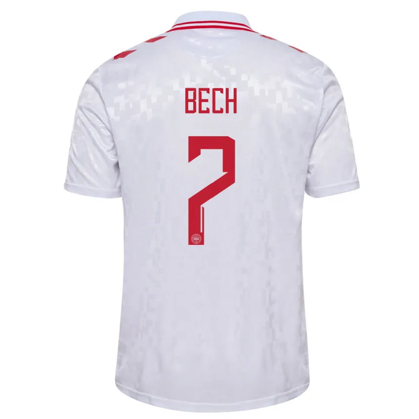 Danxen Børn Danmark Tobias Bech #7 Hvid Udebane Spillertrøjer 24-26 Trøje T-Shirt