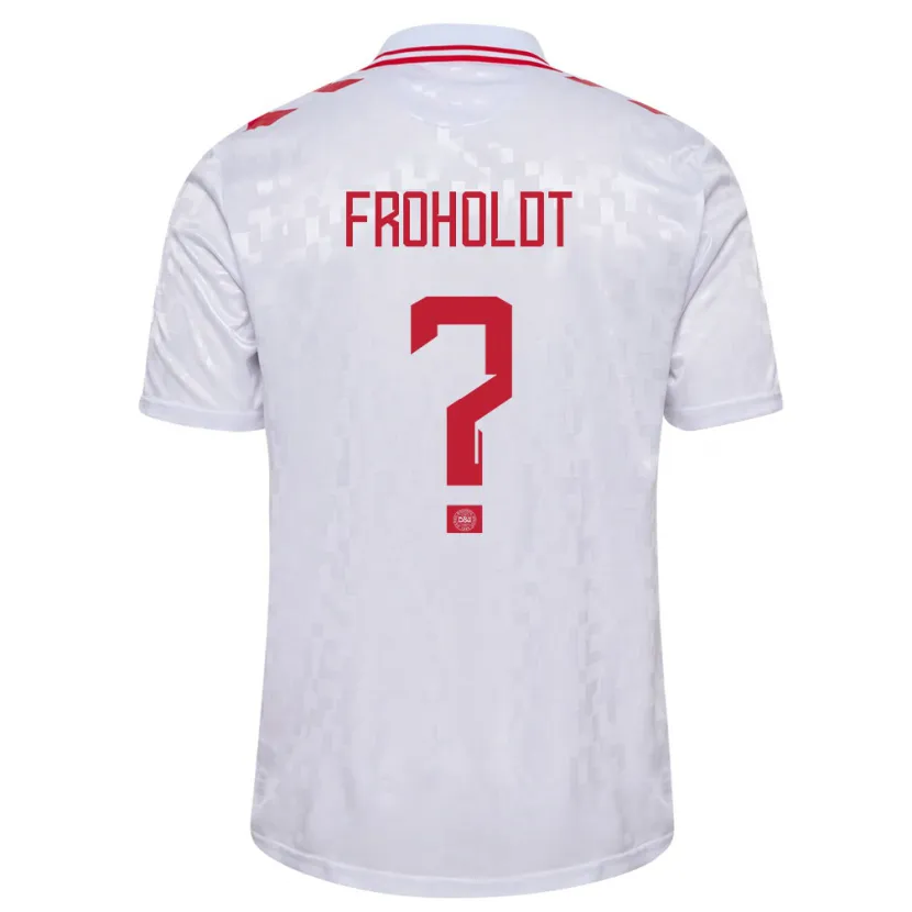 Danxen Børn Danmark Victor Froholdt #0 Hvid Udebane Spillertrøjer 24-26 Trøje T-Shirt