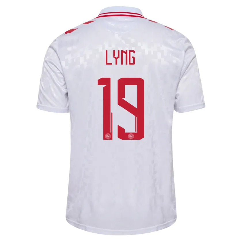 Danxen Børn Danmark Alexander Lyng #19 Hvid Udebane Spillertrøjer 24-26 Trøje T-Shirt