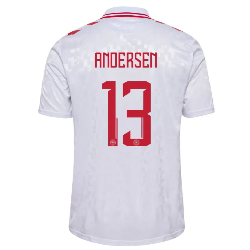 Danxen Børn Danmark Frej Andersen #13 Hvid Udebane Spillertrøjer 24-26 Trøje T-Shirt