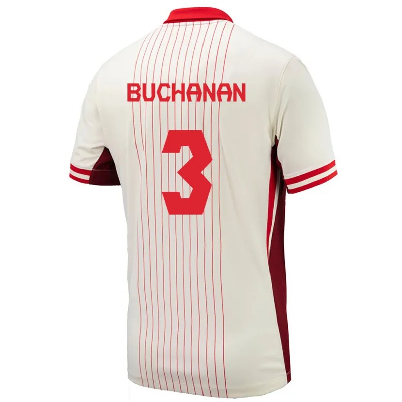 Danxen Børn Canada Kadeisha Buchanan #3 Hvid Udebane Spillertrøjer 24-26 Trøje T-Shirt