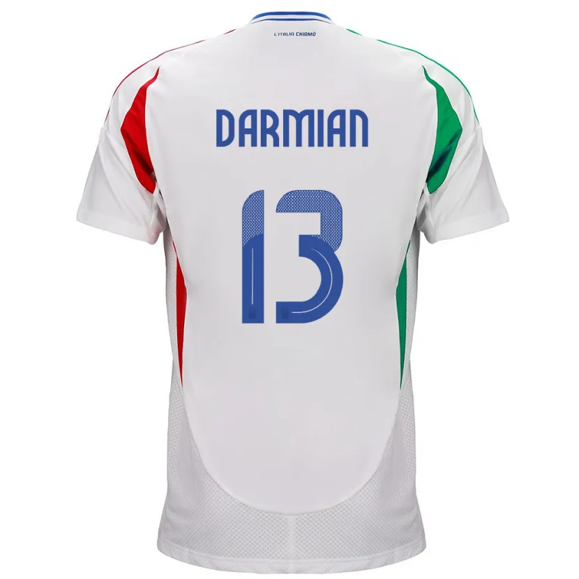 Danxen Børn Italien Matteo Darmian #13 Hvid Udebane Spillertrøjer 24-26 Trøje T-Shirt