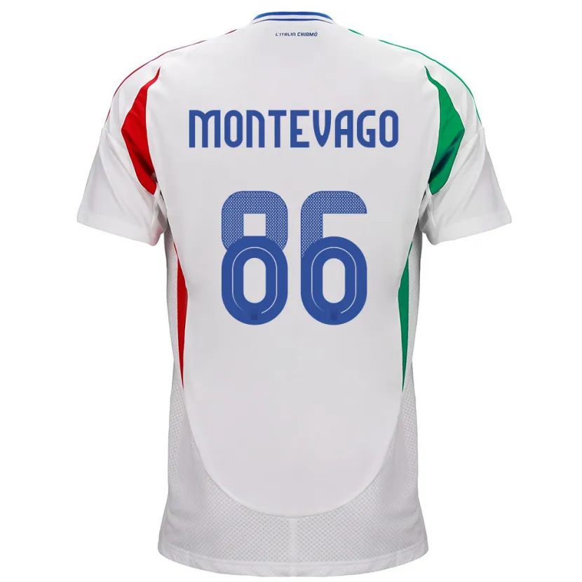 Danxen Børn Italien Daniele Montevago #86 Hvid Udebane Spillertrøjer 24-26 Trøje T-Shirt