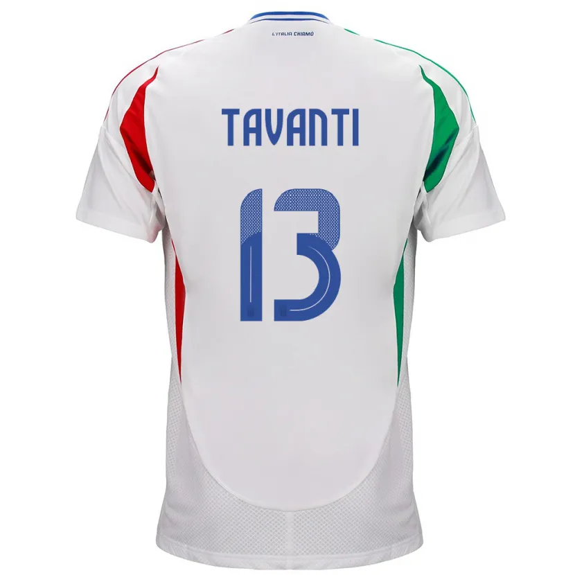 Danxen Børn Italien Samuele Tavanti #13 Hvid Udebane Spillertrøjer 24-26 Trøje T-Shirt