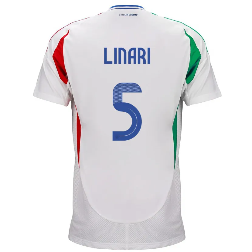 Danxen Børn Italien Elena Linari #5 Hvid Udebane Spillertrøjer 24-26 Trøje T-Shirt