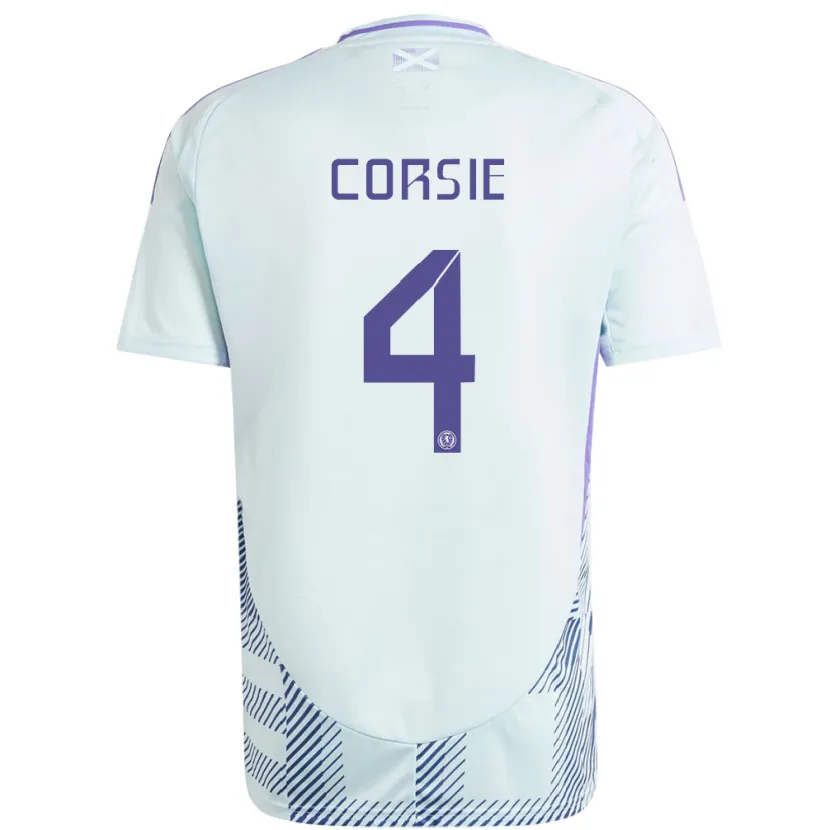 Danxen Børn Skotland Rachel Corsie #4 Lys Mynteblå Udebane Spillertrøjer 24-26 Trøje T-Shirt
