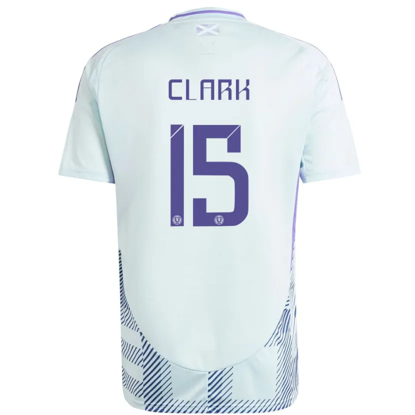 Danxen Børn Skotland Jenna Clark #15 Lys Mynteblå Udebane Spillertrøjer 24-26 Trøje T-Shirt