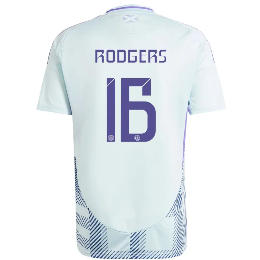 Danxen Børn Skotland Amy Rodgers #16 Lys Mynteblå Udebane Spillertrøjer 24-26 Trøje T-Shirt