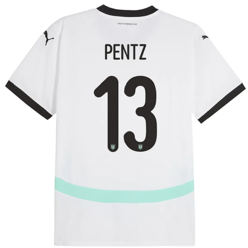 Danxen Børn Østrig Patrick Pentz #13 Hvid Udebane Spillertrøjer 24-26 Trøje T-Shirt