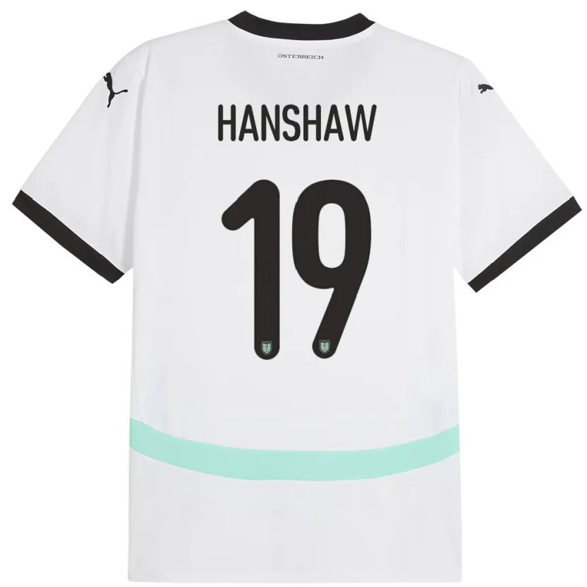 Danxen Børn Østrig Verena Hanshaw #19 Hvid Udebane Spillertrøjer 24-26 Trøje T-Shirt