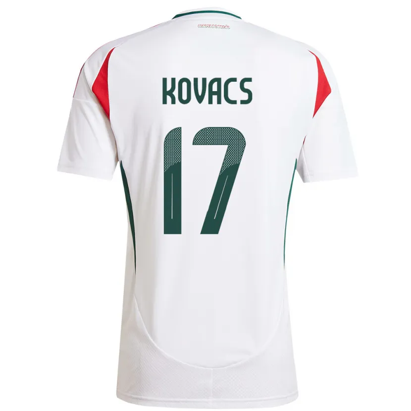 Danxen Børn Ungarn Mátyás Kovács #17 Hvid Udebane Spillertrøjer 24-26 Trøje T-Shirt