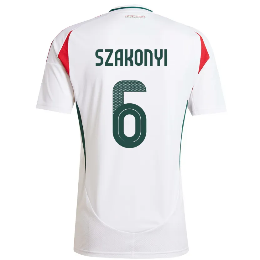Danxen Børn Ungarn Emese Szakonyi #6 Hvid Udebane Spillertrøjer 24-26 Trøje T-Shirt