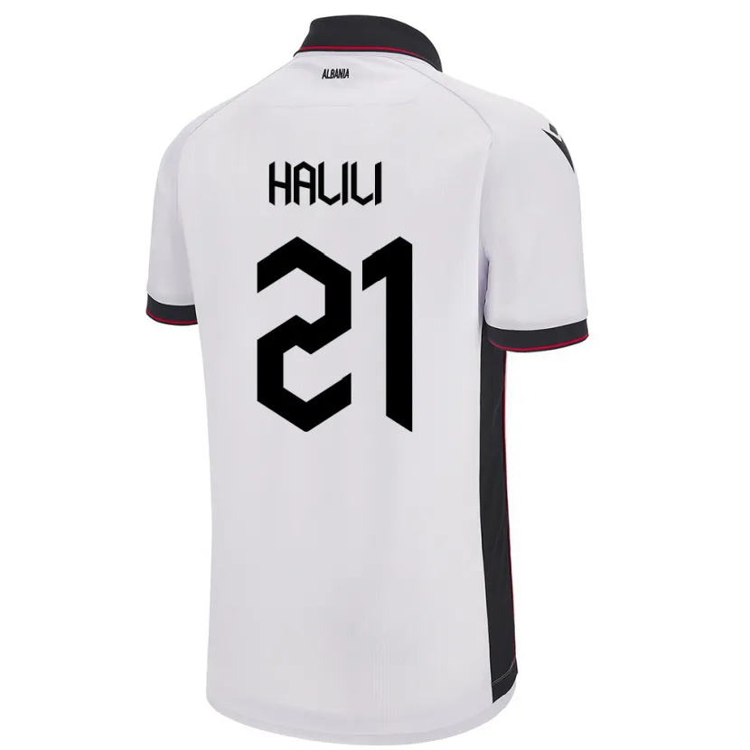 Danxen Børn Albanien Renato Halili #21 Hvid Udebane Spillertrøjer 24-26 Trøje T-Shirt
