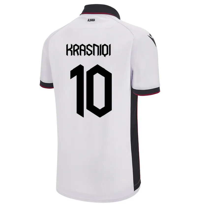 Danxen Børn Albanien Qëndresa Krasniqi #10 Hvid Udebane Spillertrøjer 24-26 Trøje T-Shirt