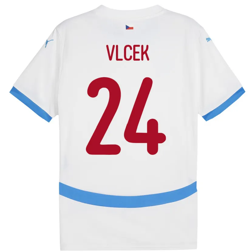 Danxen Børn Tjekkiet Tomas Vlcek #24 Hvid Udebane Spillertrøjer 24-26 Trøje T-Shirt