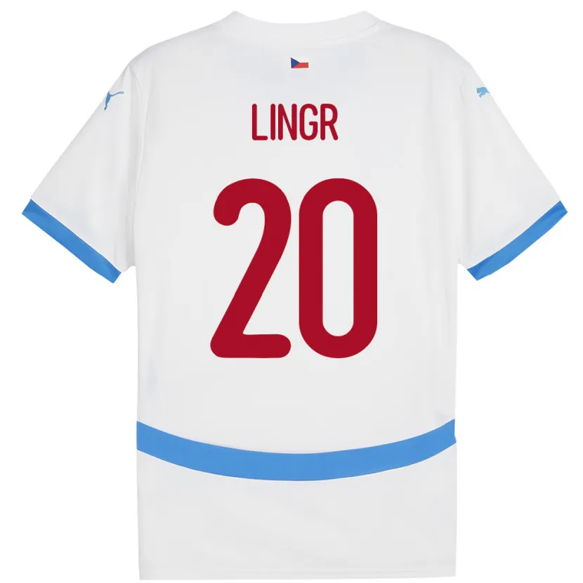 Danxen Børn Tjekkiet Ondrej Lingr #20 Hvid Udebane Spillertrøjer 24-26 Trøje T-Shirt