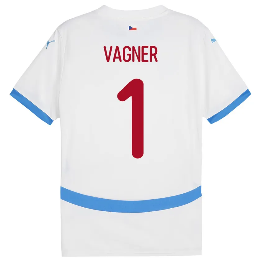 Danxen Børn Tjekkiet Matyas Vagner #1 Hvid Udebane Spillertrøjer 24-26 Trøje T-Shirt
