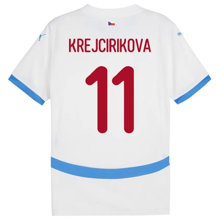 Danxen Børn Tjekkiet Tereza Krejčiříková #11 Hvid Udebane Spillertrøjer 24-26 Trøje T-Shirt