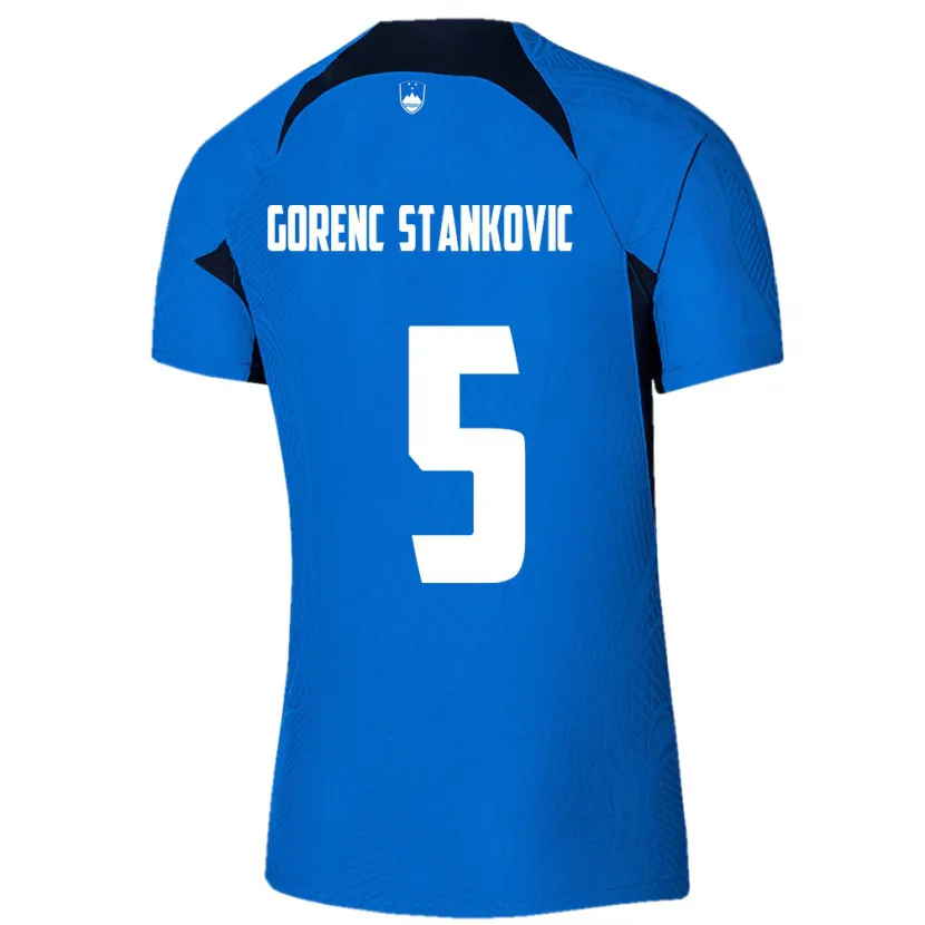 Danxen Børn Slovenien Jon Gorenc Stankovic #5 Blå Udebane Spillertrøjer 24-26 Trøje T-Shirt