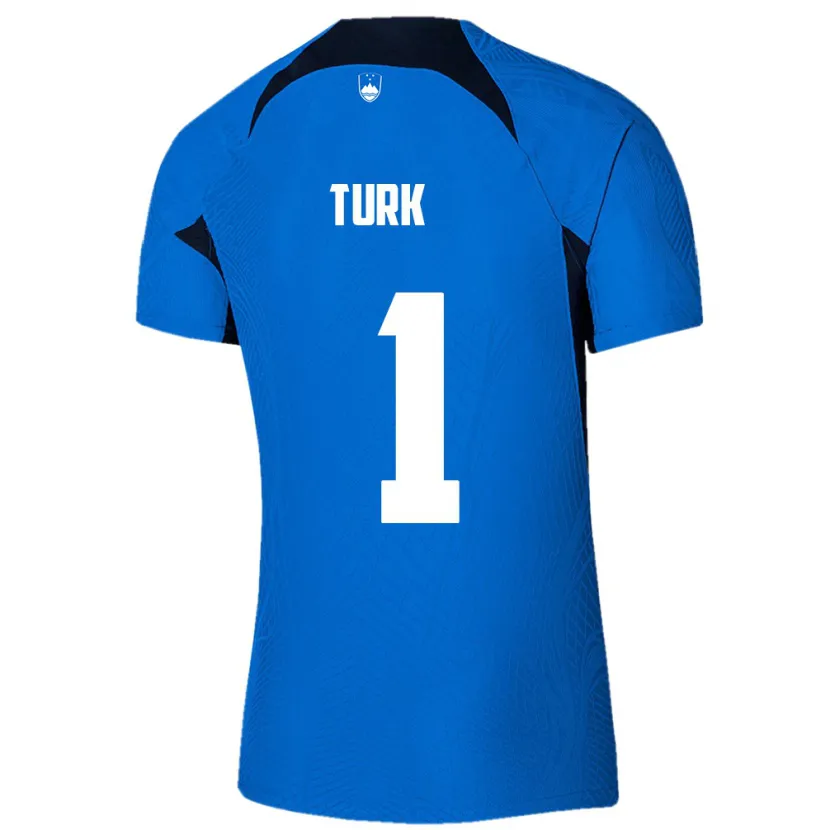 Danxen Børn Slovenien Martin Turk #1 Blå Udebane Spillertrøjer 24-26 Trøje T-Shirt