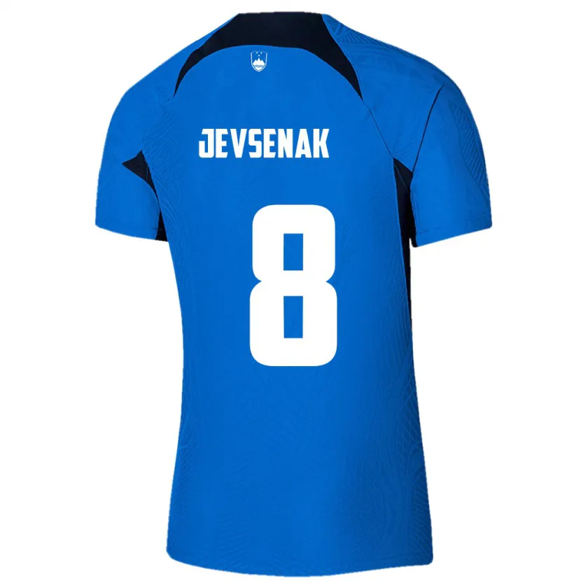 Danxen Børn Slovenien Florjan Jevsenak #8 Blå Udebane Spillertrøjer 24-26 Trøje T-Shirt