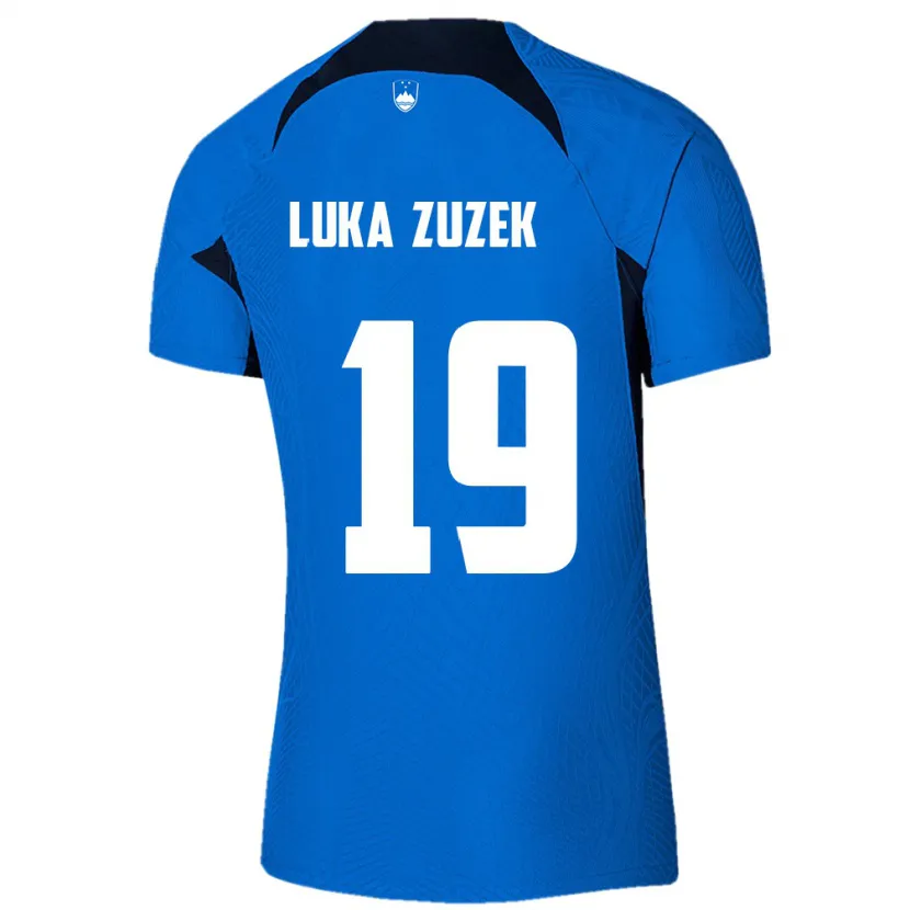 Danxen Børn Slovenien Zan Luka Zuzek #19 Blå Udebane Spillertrøjer 24-26 Trøje T-Shirt