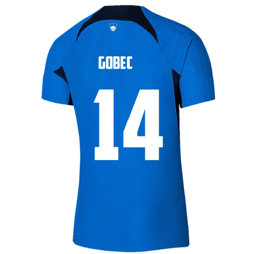 Danxen Børn Slovenien Stijan Gobec #14 Blå Udebane Spillertrøjer 24-26 Trøje T-Shirt