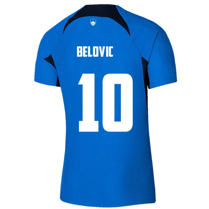 Danxen Børn Slovenien Nik Belovic #10 Blå Udebane Spillertrøjer 24-26 Trøje T-Shirt