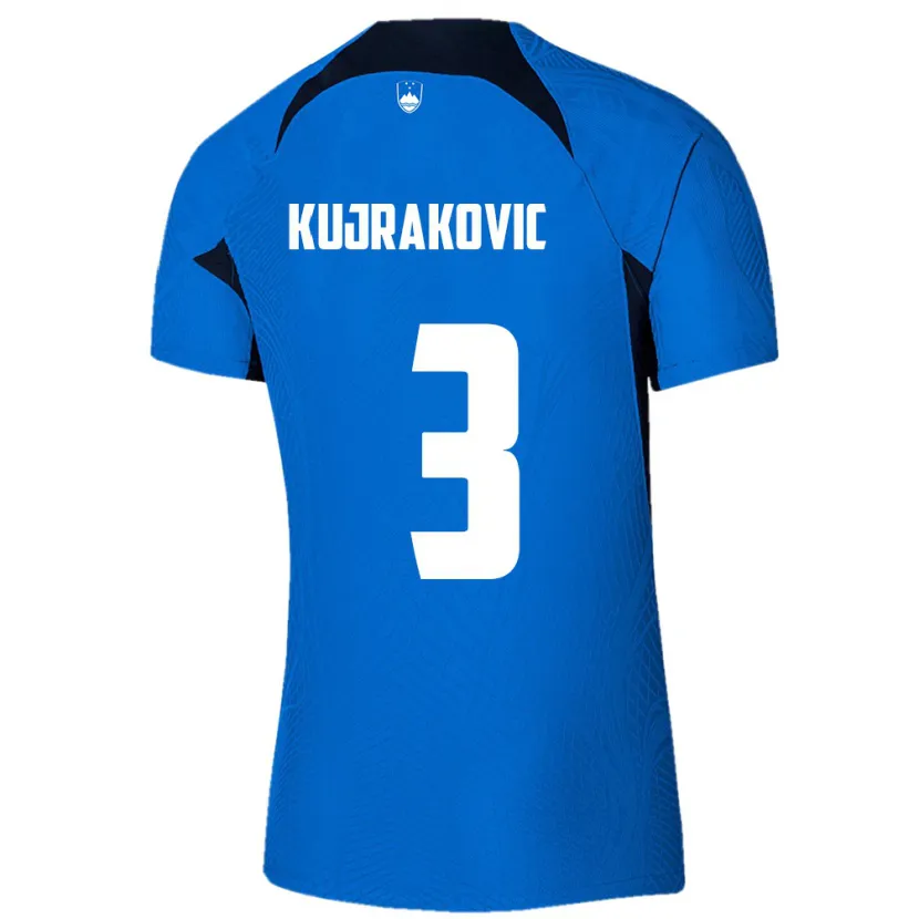 Danxen Børn Slovenien Minel Kujrakovic #3 Blå Udebane Spillertrøjer 24-26 Trøje T-Shirt