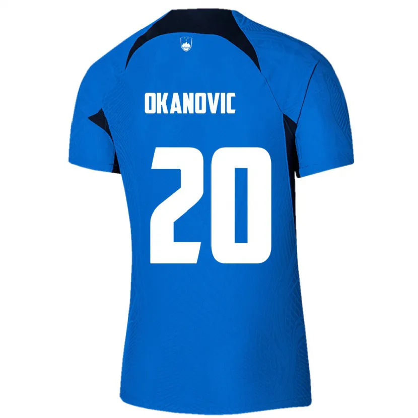 Danxen Børn Slovenien Deen Okanovic #20 Blå Udebane Spillertrøjer 24-26 Trøje T-Shirt