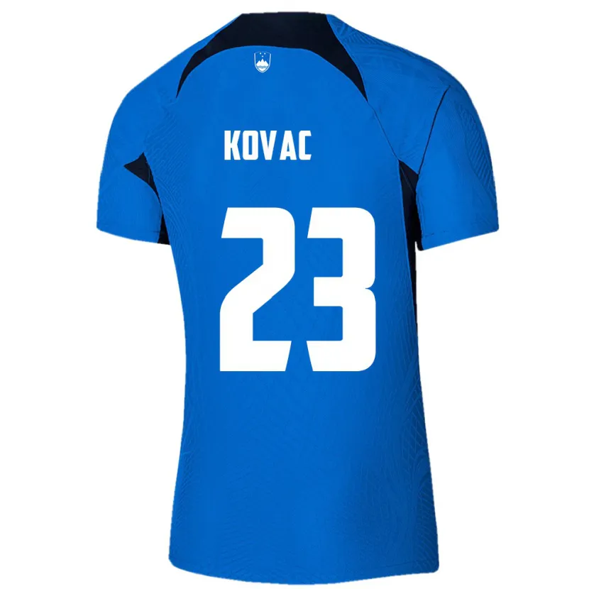 Danxen Børn Slovenien Blaz Kovac #23 Blå Udebane Spillertrøjer 24-26 Trøje T-Shirt