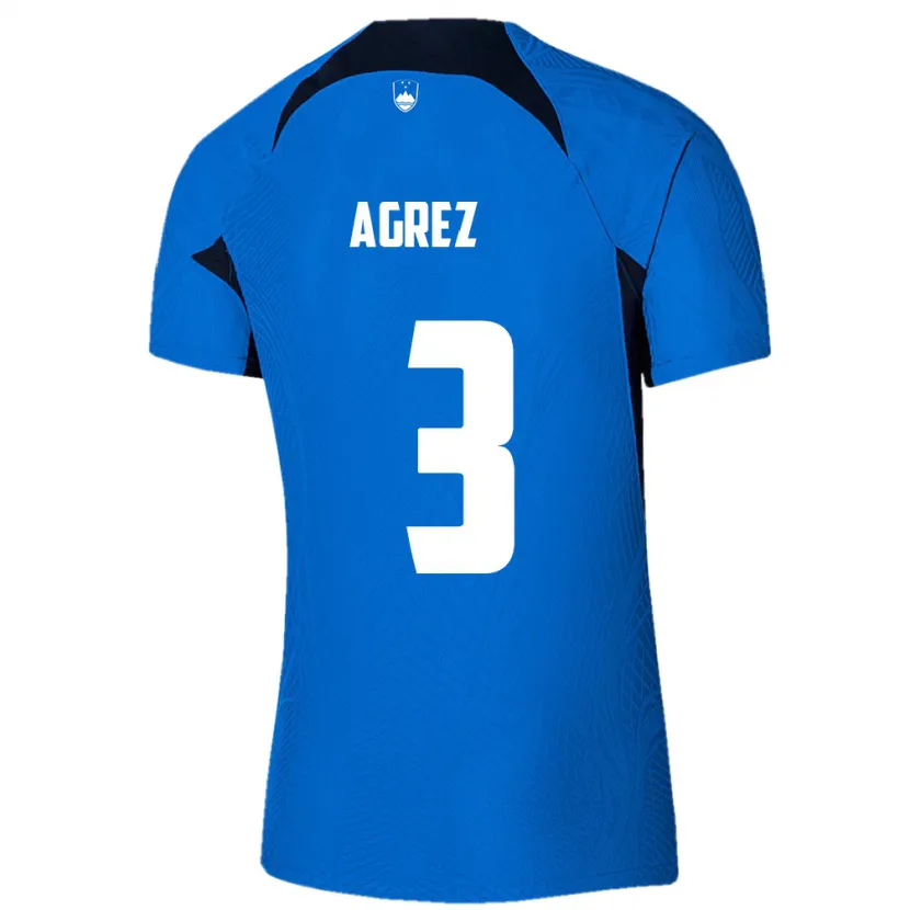 Danxen Børn Slovenien Sara Agrež #3 Blå Udebane Spillertrøjer 24-26 Trøje T-Shirt