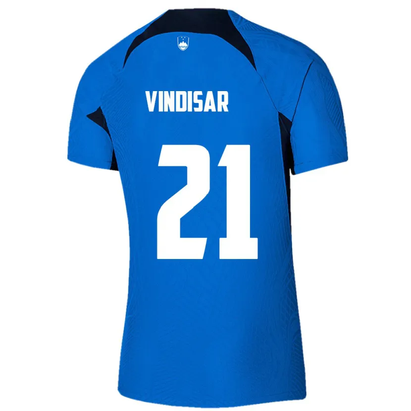 Danxen Børn Slovenien Zala Vindišar #21 Blå Udebane Spillertrøjer 24-26 Trøje T-Shirt