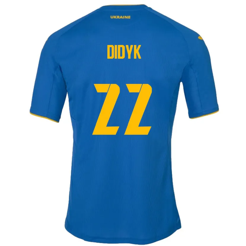 Danxen Børn Ukraine Roman Didyk #22 Blå Udebane Spillertrøjer 24-26 Trøje T-Shirt