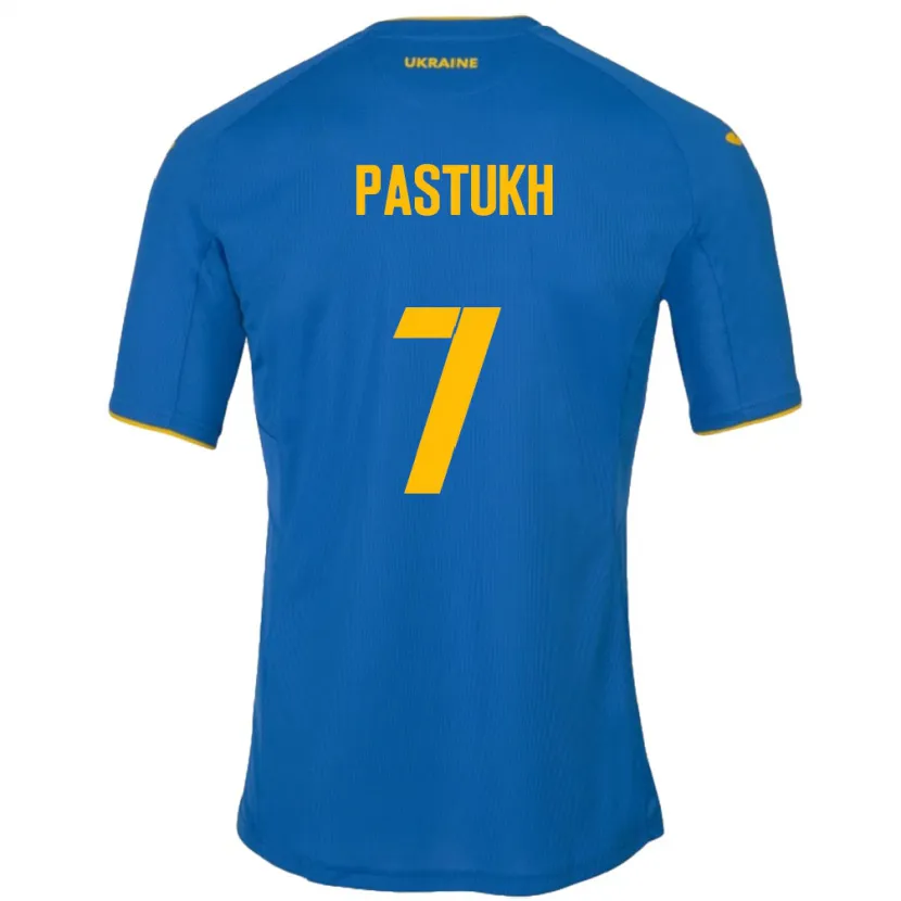 Danxen Børn Ukraine Yevgeniy Pastukh #7 Blå Udebane Spillertrøjer 24-26 Trøje T-Shirt