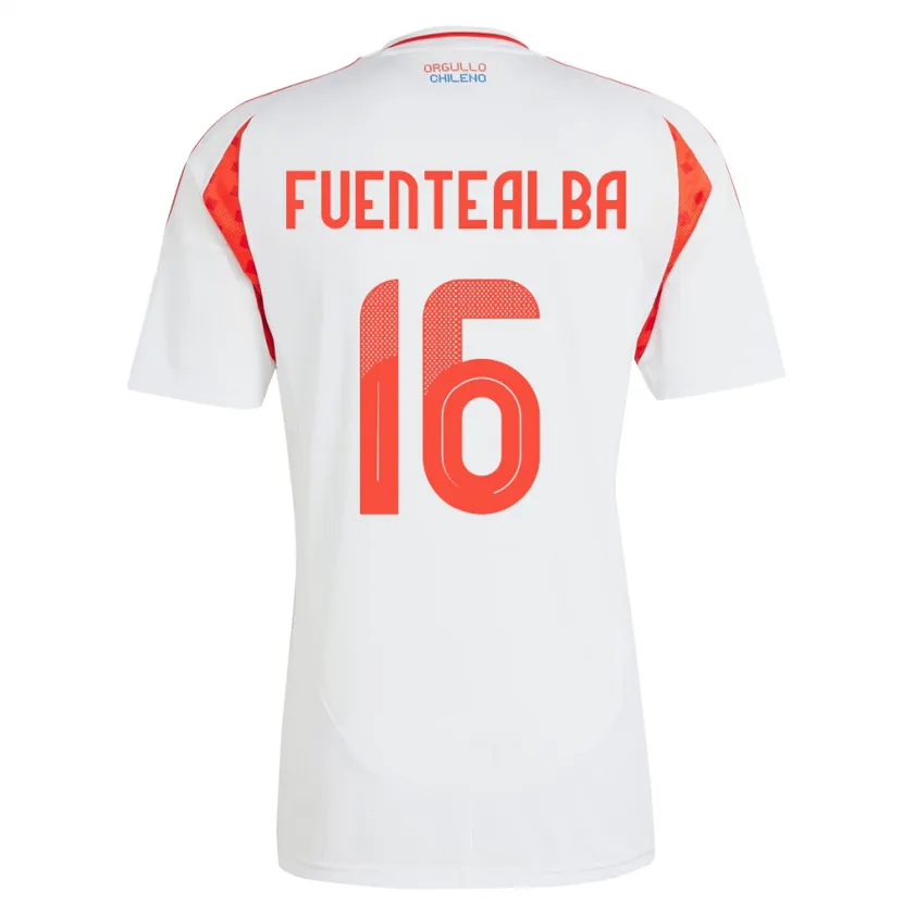 Danxen Børn Chile Jeison Fuentealba #16 Hvid Udebane Spillertrøjer 24-26 Trøje T-Shirt