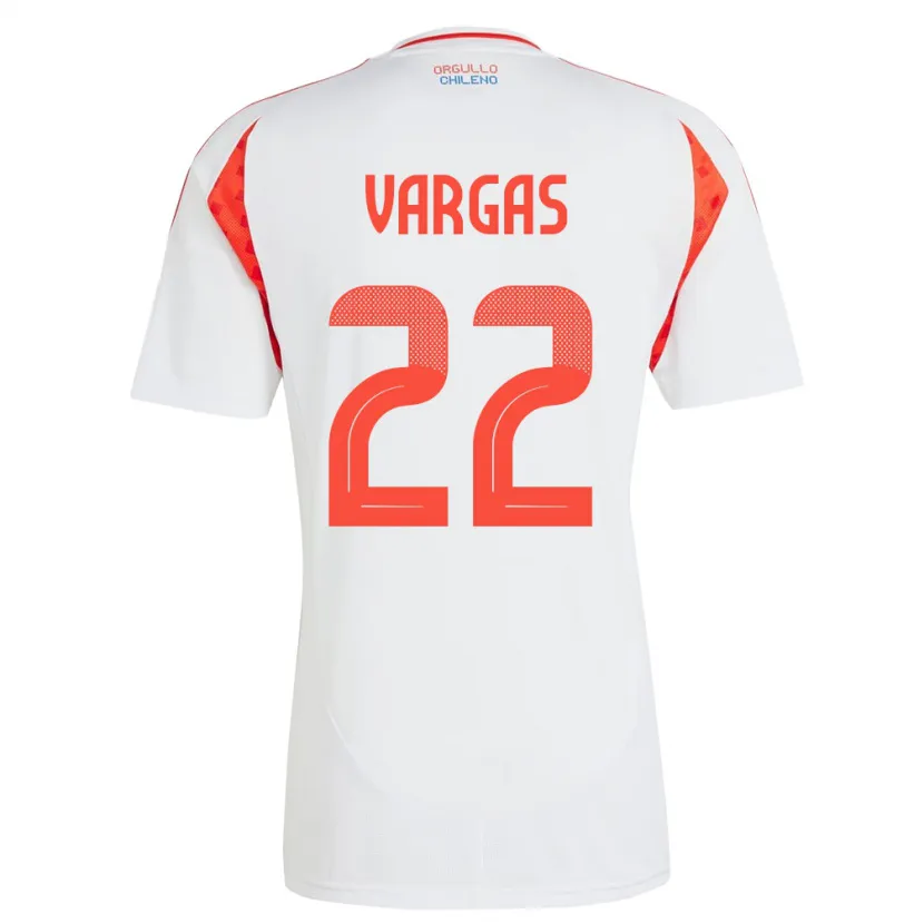 Danxen Børn Chile Diego Vargas #22 Hvid Udebane Spillertrøjer 24-26 Trøje T-Shirt