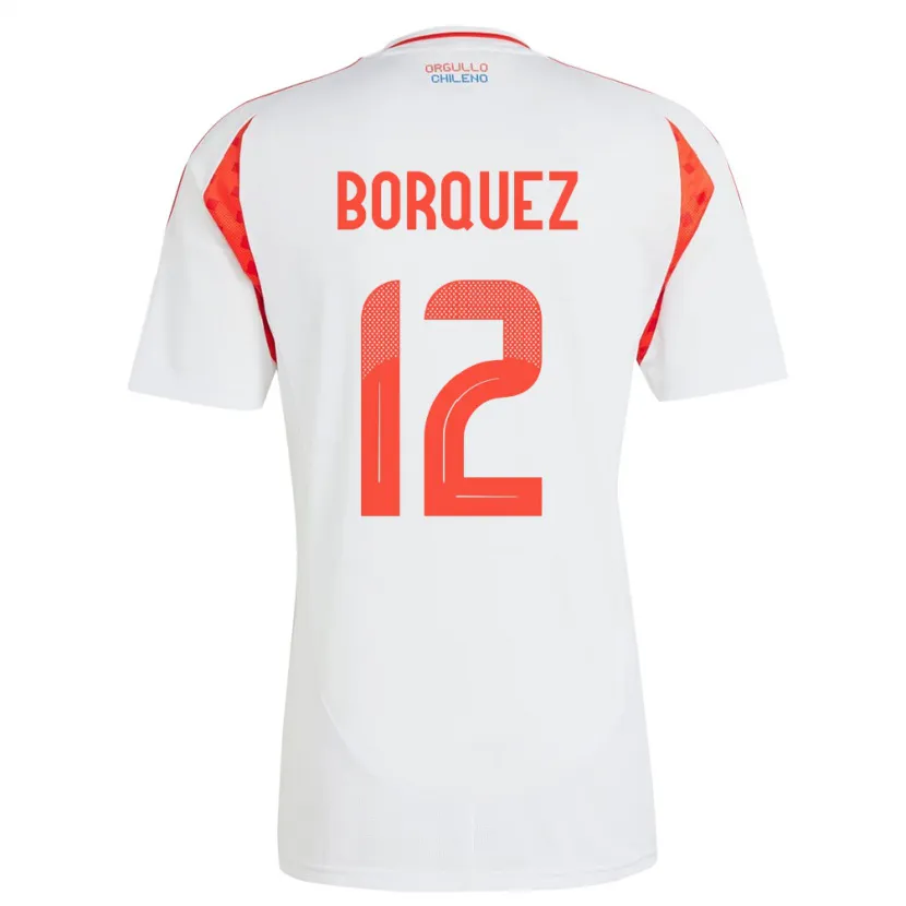 Danxen Børn Chile Gabriela Bórquez #12 Hvid Udebane Spillertrøjer 24-26 Trøje T-Shirt