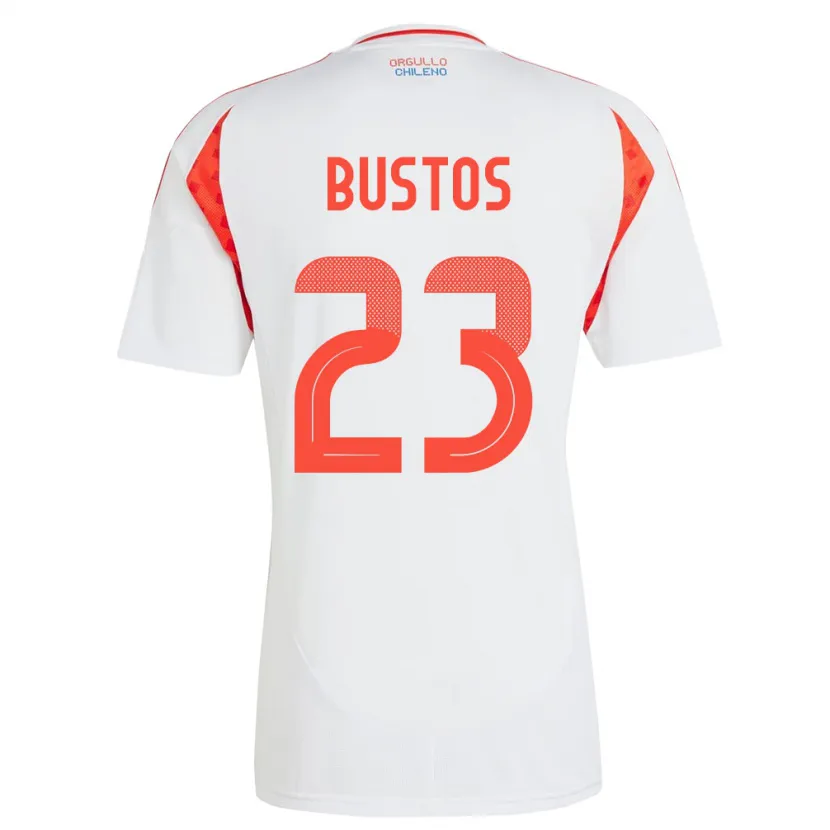 Danxen Børn Chile Ignacia Bustos #23 Hvid Udebane Spillertrøjer 24-26 Trøje T-Shirt