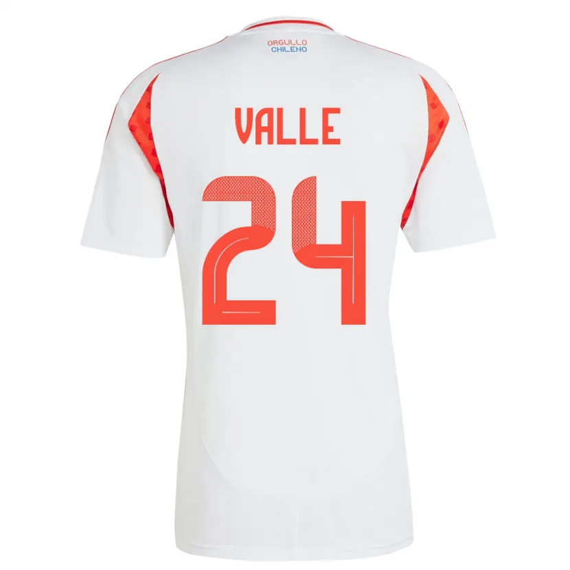 Danxen Børn Chile Alessandra Valle #24 Hvid Udebane Spillertrøjer 24-26 Trøje T-Shirt