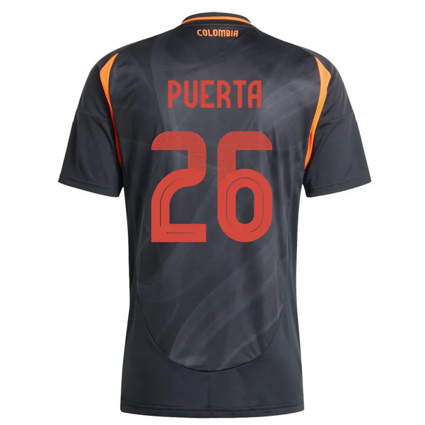 Danxen Børn Colombia Gustavo Puerta #26 Sort Udebane Spillertrøjer 24-26 Trøje T-Shirt
