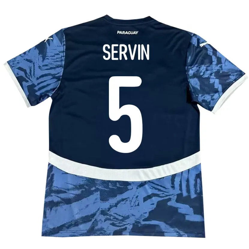 Danxen Børn Paraguay Thiago Servín #5 Blå Udebane Spillertrøjer 24-26 Trøje T-Shirt