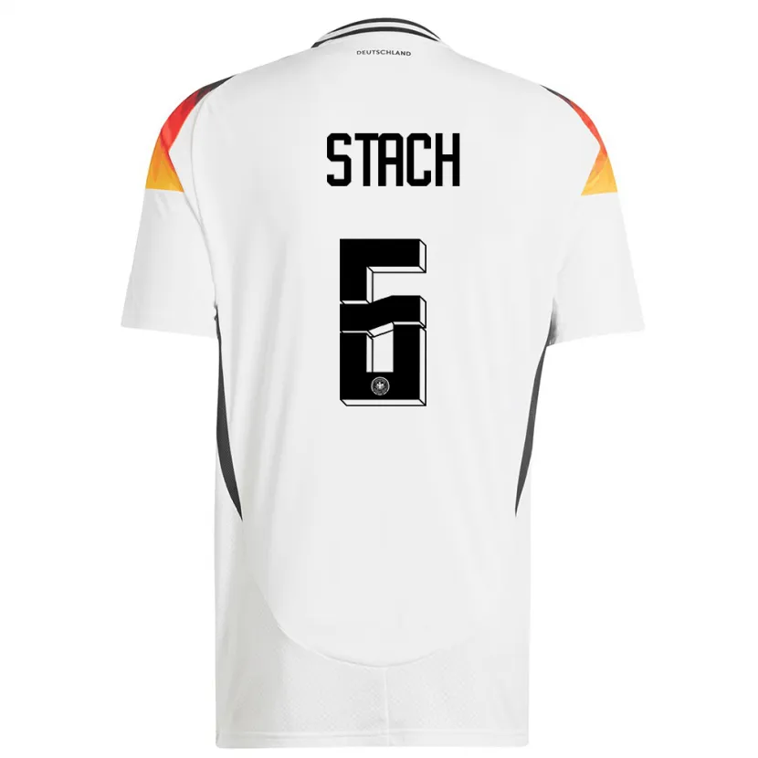 Danxen Mænd Tyskland Anton Stach #6 Hvid Hjemmebane Spillertrøjer 24-26 Trøje T-Shirt