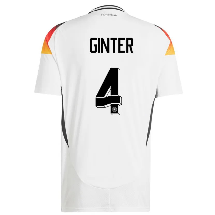 Danxen Mænd Tyskland Matthias Ginter #4 Hvid Hjemmebane Spillertrøjer 24-26 Trøje T-Shirt