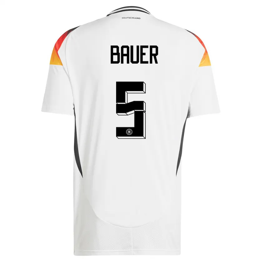 Danxen Mænd Tyskland Maximilian Bauer #5 Hvid Hjemmebane Spillertrøjer 24-26 Trøje T-Shirt