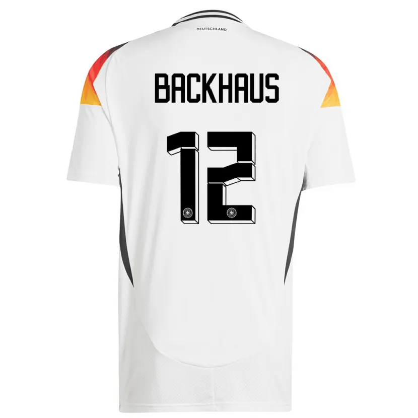 Danxen Mænd Tyskland Mio Backhaus #12 Hvid Hjemmebane Spillertrøjer 24-26 Trøje T-Shirt