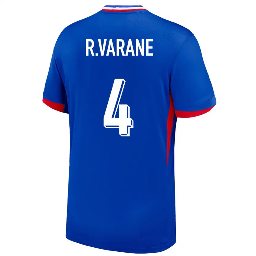 Danxen Mænd Frankrig Raphael Varane #4 Blå Hjemmebane Spillertrøjer 24-26 Trøje T-Shirt