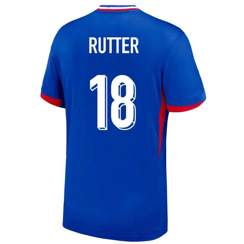 Danxen Mænd Frankrig Georginio Rutter #18 Blå Hjemmebane Spillertrøjer 24-26 Trøje T-Shirt